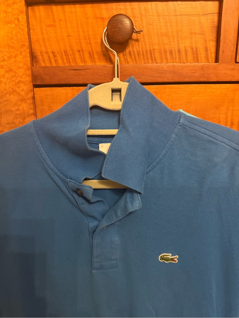 Lacoste Men's Mid-Blue Pique Polo with Crocodile Logo